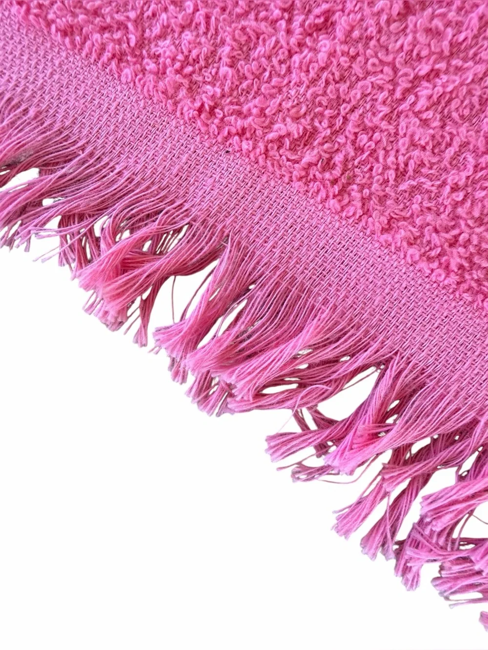 Vintage Canon Hot Pink Floral Fringed Kitchen Towel NOS 100% Cotton USA 17x30